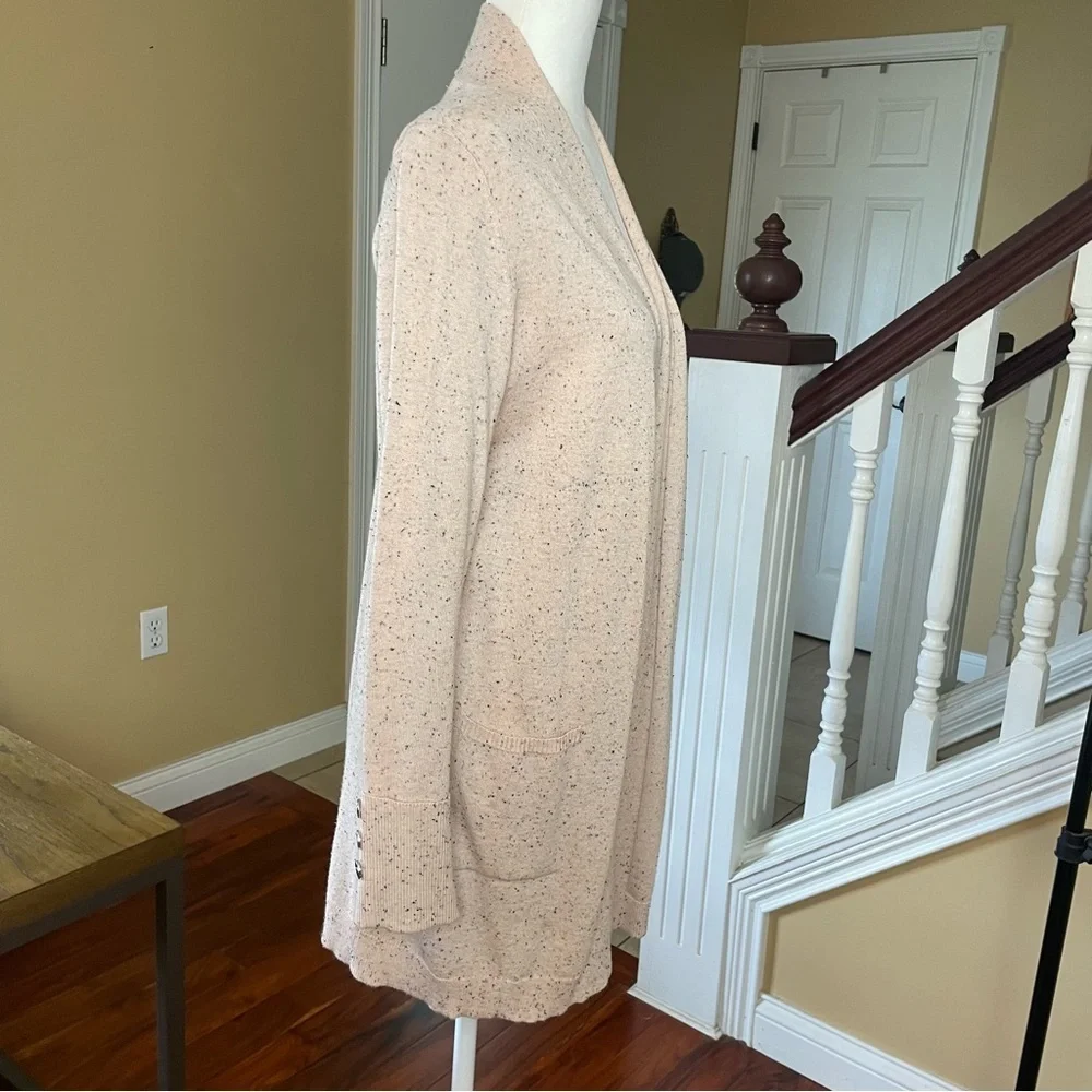 ❌SOLD Verve Amí Pale Pink and Black Nubby Knit Open Front Cardigan - Picture 2 of 9
